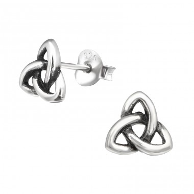 Celtic Knot - 925 Sterling Silver Plain Ear Studs A4S30573