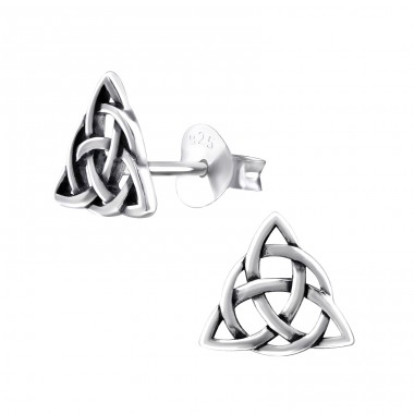 Celtic Knot - 925 Sterling Silver Plain Ear Studs A4S31607