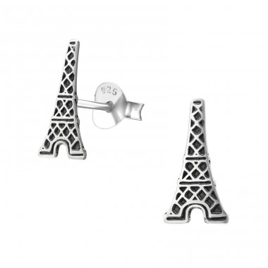 Eiffel Tower - 925 Sterling Silver Plain Ear Studs A4S31807