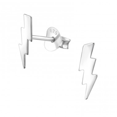 Lightning Bolt - 925 Sterling Silver Plain Ear Studs A4S31934