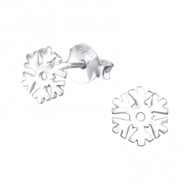 Snowflake - 925 Sterling Silver Plain Ear Studs A4S32185