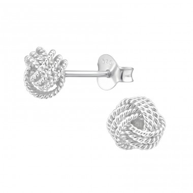 Knot - 925 Sterling Silver Plain Ear Studs A4S33059