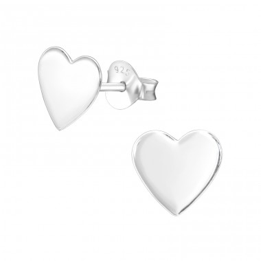 Heart - 925 Sterling Silver Plain Ear Studs A4S33624