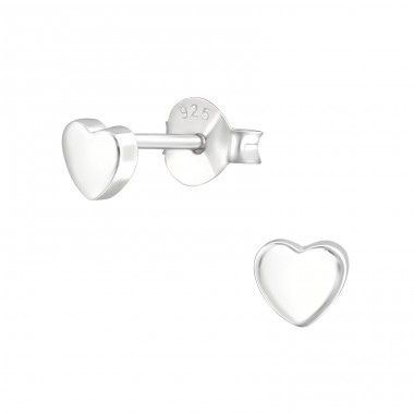 Heart - 925 Sterling Silver Plain Ear Studs A4S33793