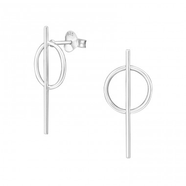 Geomatric - 925 Sterling Silver Plain Ear Studs A4S34360