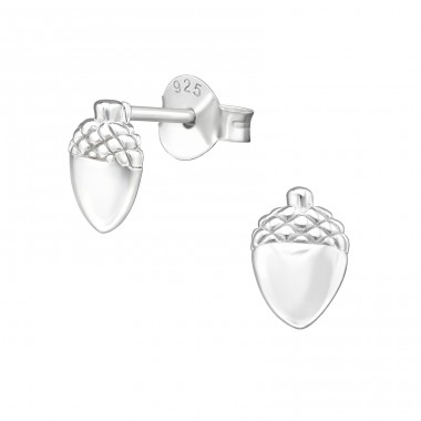 Acorn - 925 Sterling Silver Plain Ear Studs A4S34632