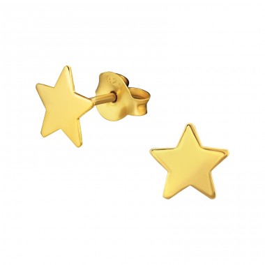 Star - 925 Sterling Silver Plain Ear Studs A4S34840