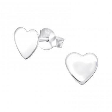 Heart - 925 Sterling Silver Plain Ear Studs A4S34895