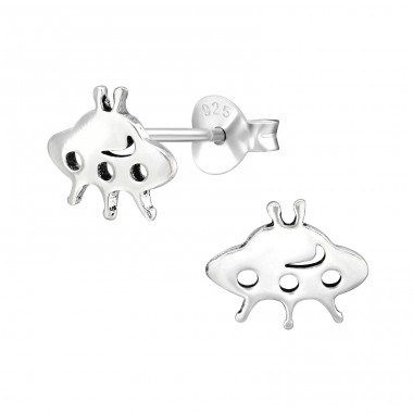 Ufo - 925 Sterling Silver Plain Ear Studs A4S34923