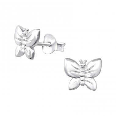 Butterfly - 925 Sterling Silver Plain Ear Studs A4S35176