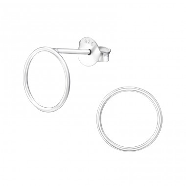 Circle - 925 Sterling Silver Plain Ear Studs A4S35396