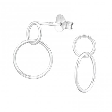 Hanging Circle - 925 Sterling Silver Plain Ear Studs A4S36636