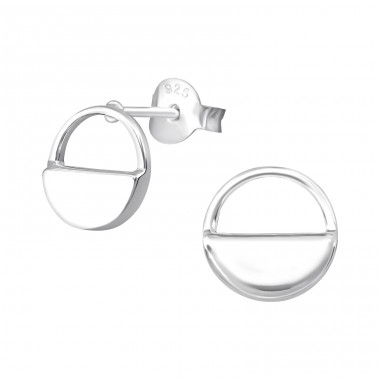 Semicircle - 925 Sterling Silver Plain Ear Studs A4S37183