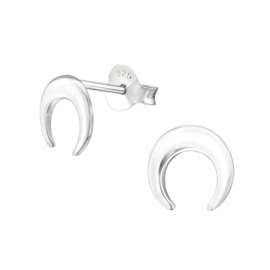 Moon - 925 Sterling Silver Plain Ear Studs A4S37329