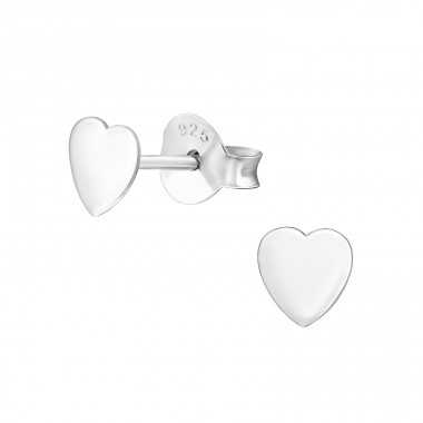 Heart - 925 Sterling Silver Plain Ear Studs A4S37341