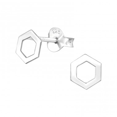 Hexagon - Einfache Ohrstecker aus 925er Sterlingsilber A4S37923