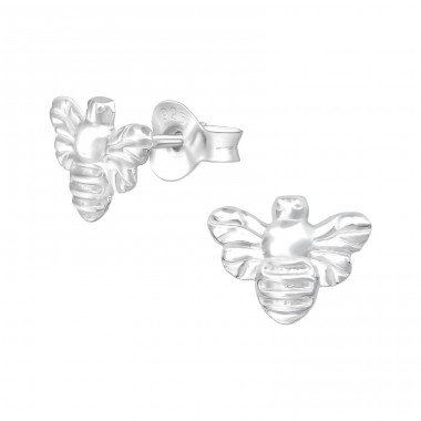 Bee - 925 Sterling Silver Plain Ear Studs A4S38298