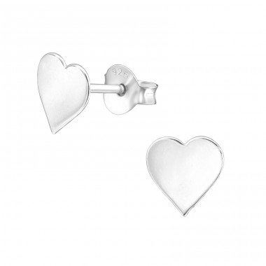 Heart - 925 Sterling Silver Plain Ear Studs A4S38348