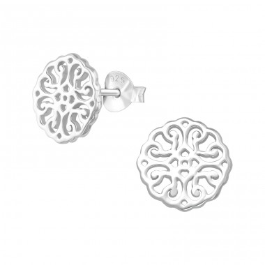 Antique - 925 Sterling Silver Plain Ear Studs A4S38928