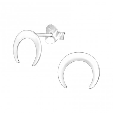 Moon - 925 Sterling Silver Plain Ear Studs A4S38930