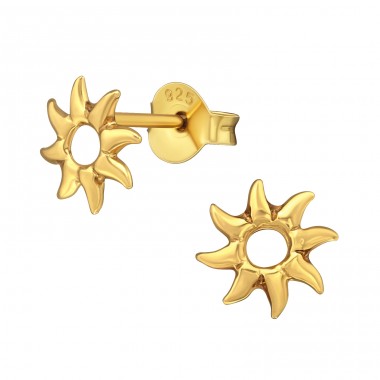 Sun - 925 Sterling Silver Plain Ear Studs A4S39029