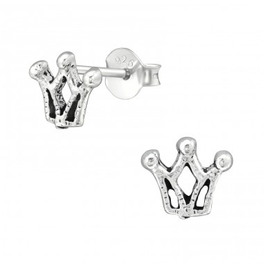 Crown - 925 Sterling Silver Plain Ear Studs A4S39134