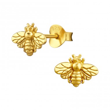 Bee - 925 Sterling Silver Plain Ear Studs A4S39354