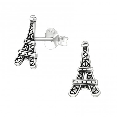 Eiffel tower vintage  - 925 Sterling Silver Ear Studs Without Stones A4S39477