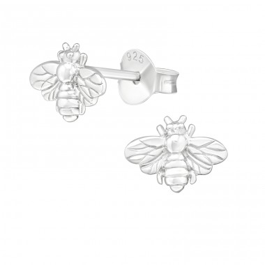 Flying Bee - 925 Sterling Silver Plain Ear Studs A4S39536