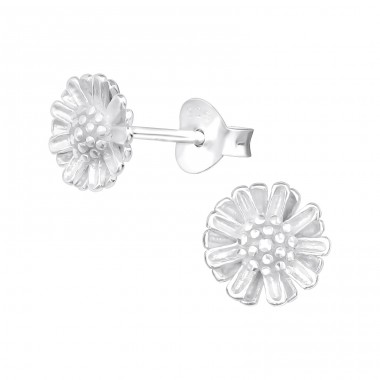 Flower - 925 Sterling Silver Plain Ear Studs A4S39650