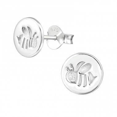 Bee - 925 Sterling Silver Plain Ear Studs A4S39651