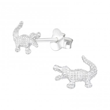 Crocodile - 925 Sterling Silver Plain Ear Studs A4S39913