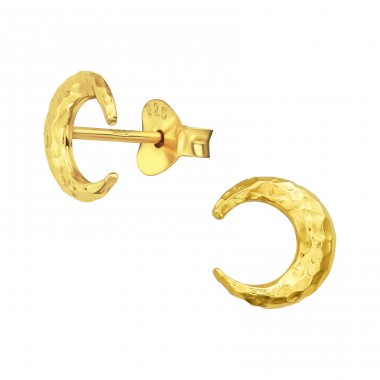 Moon - 925 Sterling Silver Plain Ear Studs A4S39924