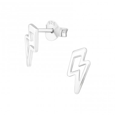 Thunderbolt - 925 Sterling Silver Plain Ear Studs A4S39970