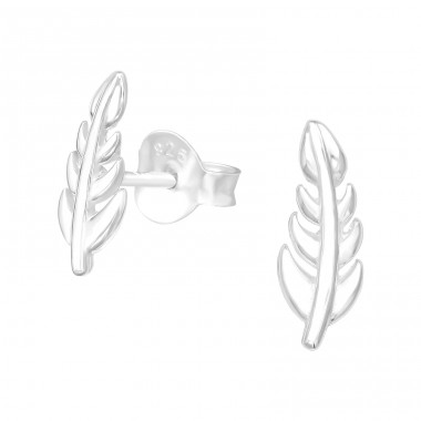 Leaf - 925 Sterling Silver Plain Ear Studs A4S39997