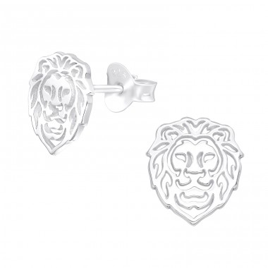 Lion - 925 Sterling Silver Plain Ear Studs A4S40000