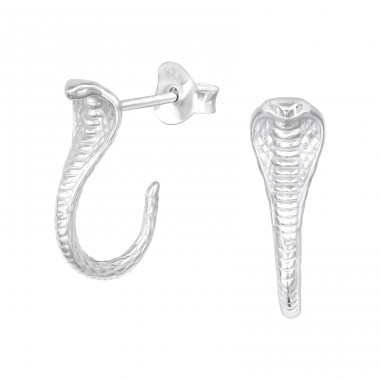 Cobra snake - 925 Sterling Silver Plain Ear Studs A4S40397