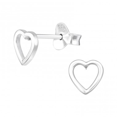 Heart - 925 Sterling Silver Plain Ear Studs A4S40474