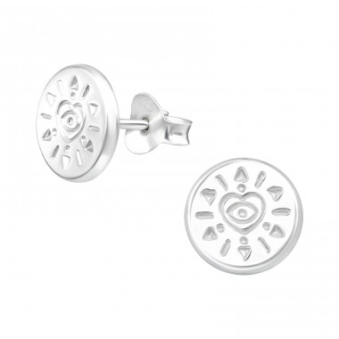 Evil Eye - 925 Sterling Silver Plain Ear Studs A4S40475