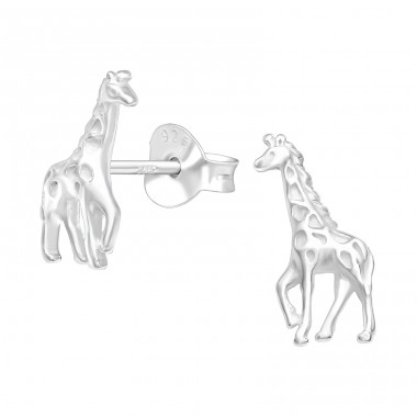 Giraffe - 925 Sterling Silver Plain Ear Studs A4S40586