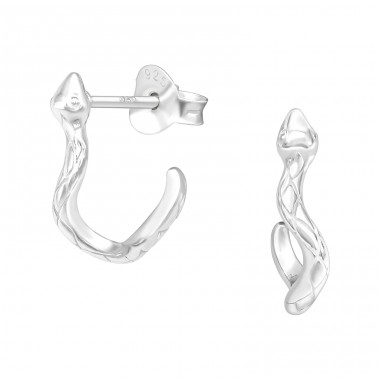 Snake Half Hoop - 925 Sterling Silver Plain Ear Studs A4S40594