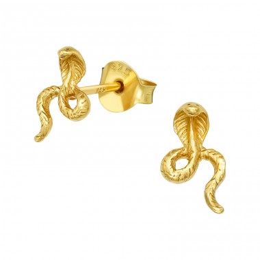 Golden Cobra - 925 Sterling Silver Plain Ear Studs A4S40902