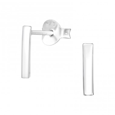 Bar - 925 Sterling Silver Plain Ear Studs A4S40961