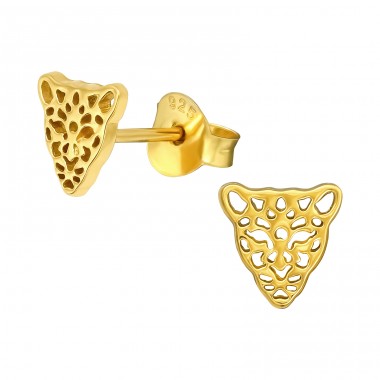 Golden Leopard - 925 Sterling Silver Plain Ear Studs A4S40966