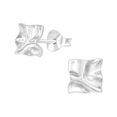 Square - 925 Sterling Silver Plain Ear Studs A4S41029