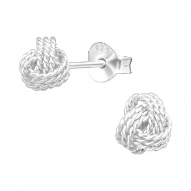 Knot - 925 Sterling Silver Plain Ear Studs A4S41100