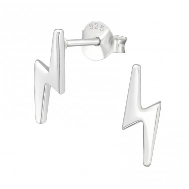 Thunderbolt - 925 Sterling Silver Plain Ear Studs A4S41118