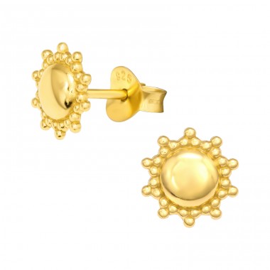 Golden Sun - 925 Sterling Silver Plain Ear Studs A4S41171