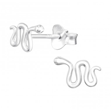 Snake - 925 Sterling Silver Plain Ear Studs A4S41279