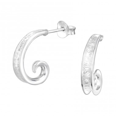 Half Hoop - 925 Sterling Silver Plain Ear Studs A4S41323